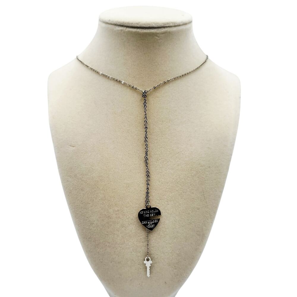 Key to My Heart Necklace Silver-Tone Broken Heart & Matching Key Pendant Chain